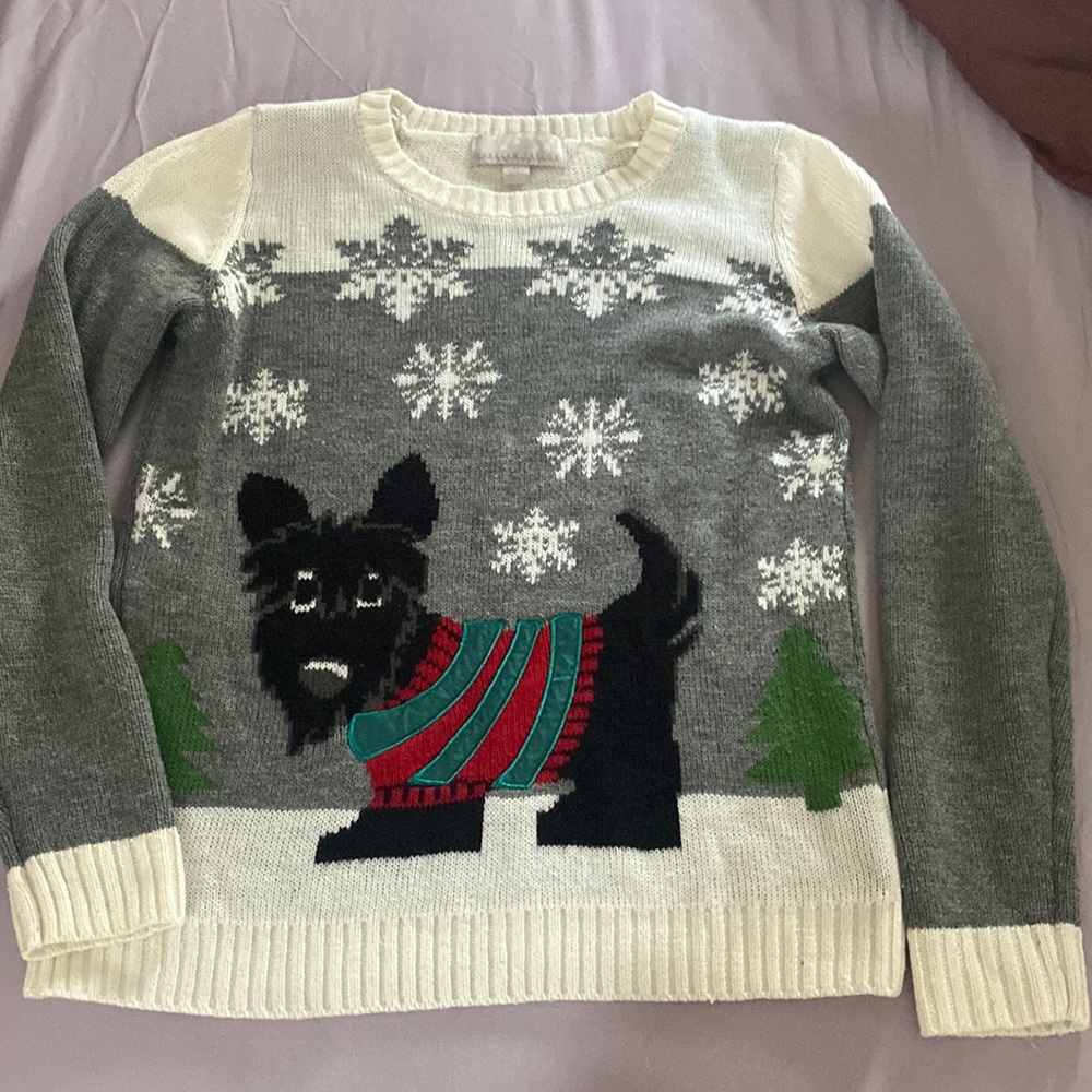 Winter sweater, gray and white, size PS